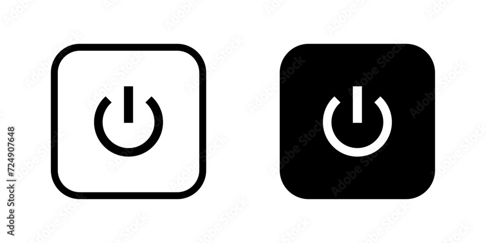 square power button icon vector illustration - obrazy, fototapety, plakaty 