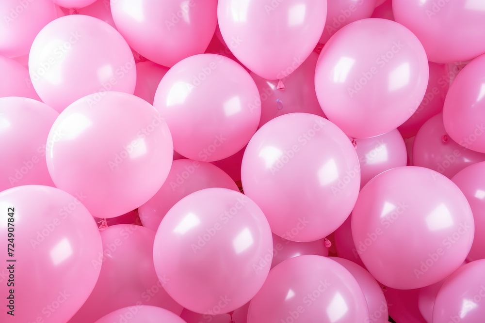 Pink Balloons Floating in the Air, Colorful, The phrase happy birthday is displayed on pink balloons, forming a background for holiday and celebration concepts, AI Generated