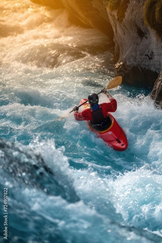 White water rapid river kayaking