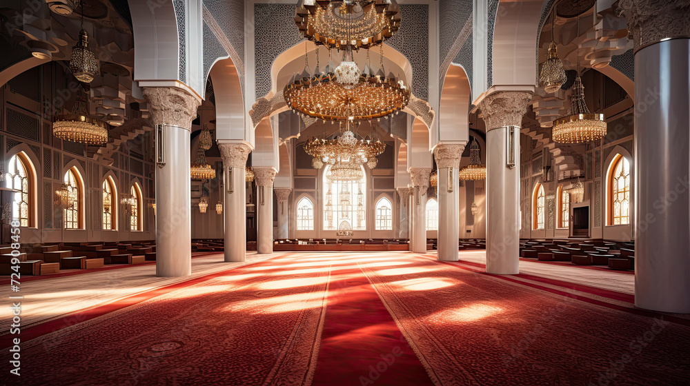 Fototapeta premium Amazing architectural design of Muslim mosque in Ramadan