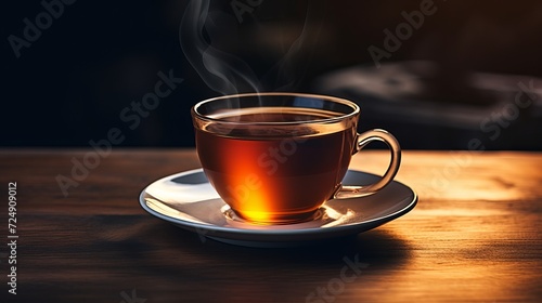 Cup of tea on light