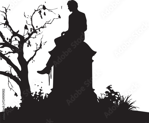 A Man Sitting on the Rip silhouette vector illustration