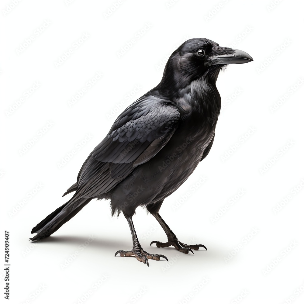 a crow, studio light , isolated on white background a crow, studio light , isolated on white background