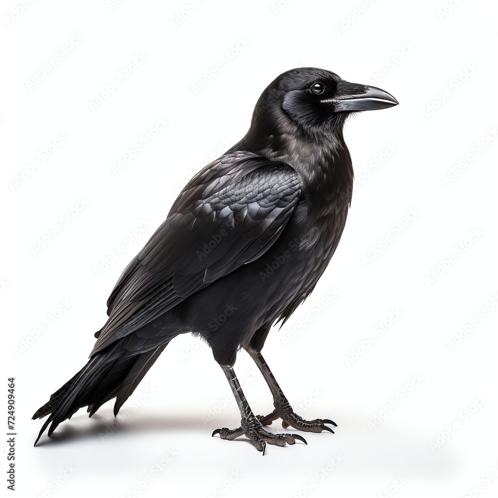 a crow, studio light , isolated on white background a crow, studio light , isolated on white background
