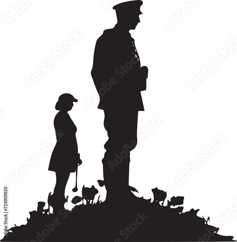 Silhouette of a Gril with his father vector illustration