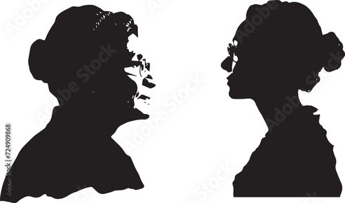 Girl Women face silhouette vector illustration,