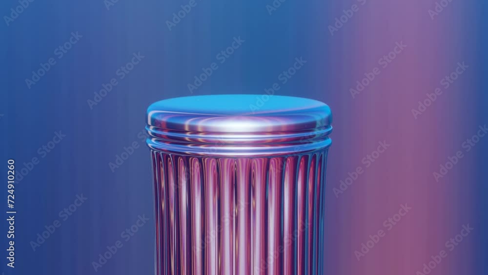 Loop Color Columns 3D loop animation of the top part of a Greek column in holographic ...