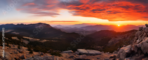 Panoramic Mountain Sunset Vista.