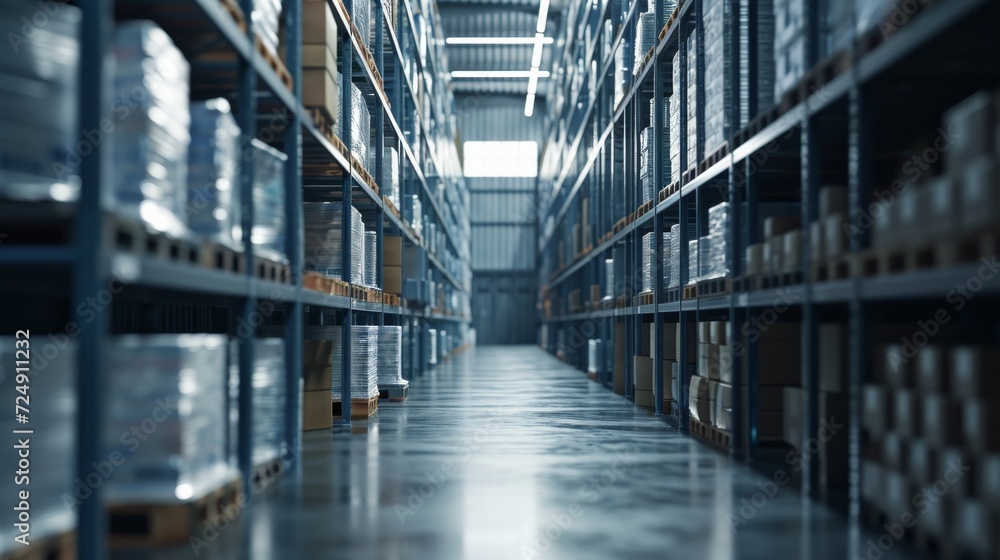 A Large Warehouse Filled With Rows of Shelves, labor Day A Large Warehouse Filled With Rows of Shelves, labor Day