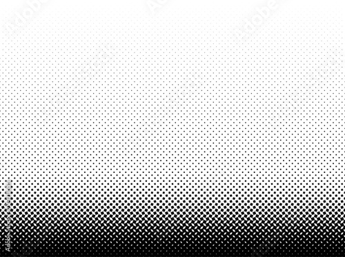 Geometric pattern of black squares on a white background. Seamless in one direction. Long transition of black squares to solid black colour