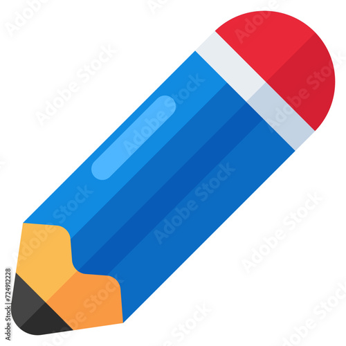 Pencil icon of stationery in flat style 