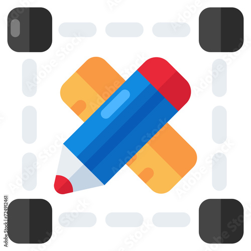 Scale with pencil, icon of stationery 
