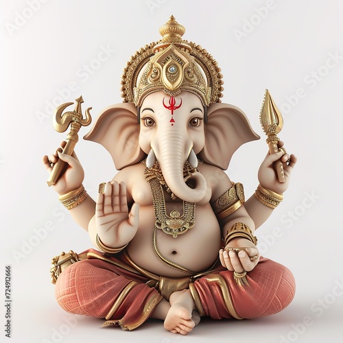 3D Render of Lord Ganesha Illustration