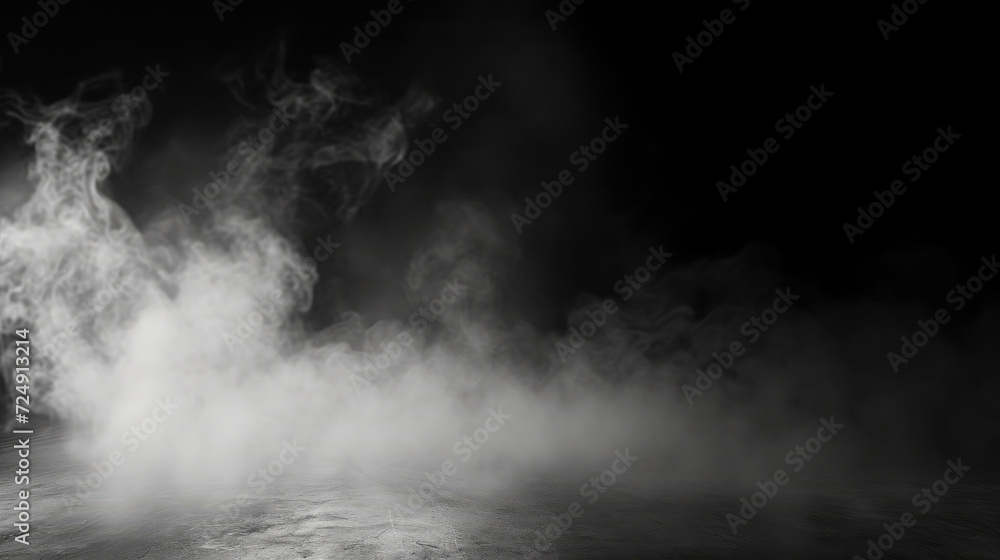 Smoke black ground fog cloud floor mist background steam dust dark white horror overlay. Ground smoke haze night black water atmosphere 3d magic spooky smog texture isolated transparent effect circle