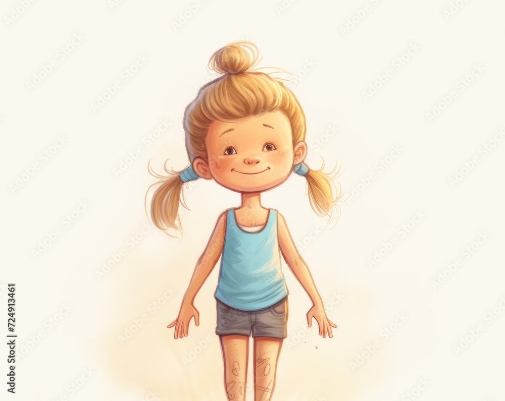A child is doing exercises a simple flat children's illustration A child is doing exercises a simple flat children's illustration