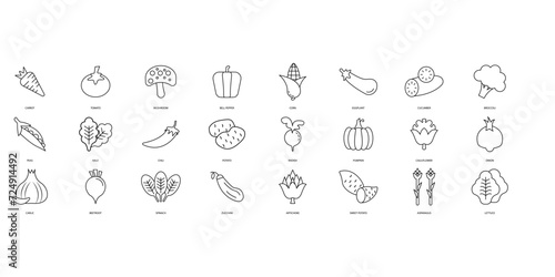 Stampa su tela Vegetables icons set