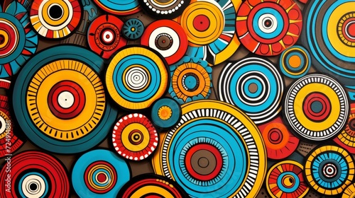 Contemporary Circle Art  African Tribal Abstract Background  Vibrant Textile Art for Modern Fashion and Cultural Fusion  Ethnic Motifs Tradition Design