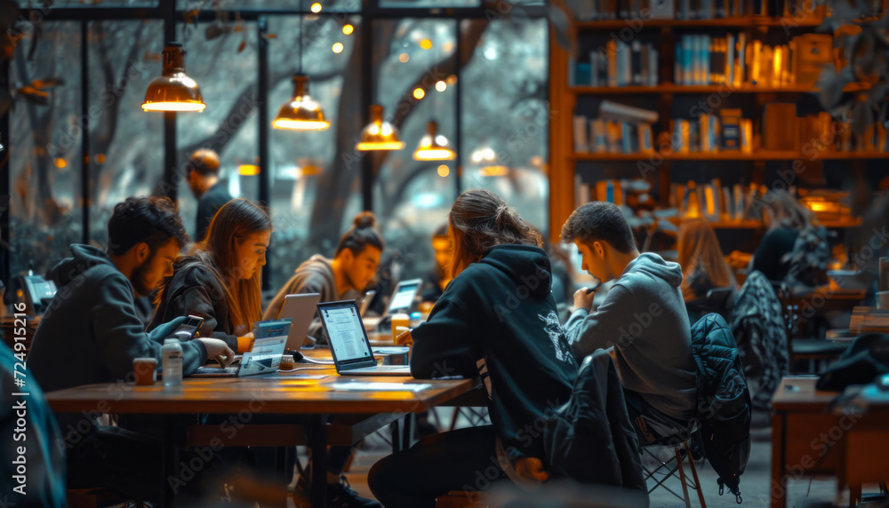 Group of people in a room with laptops. A diverse group of individuals actively working on laptops while sitting at a table. Group of people in a room with laptops. A diverse group of individuals actively working on laptops while sitting at a table.