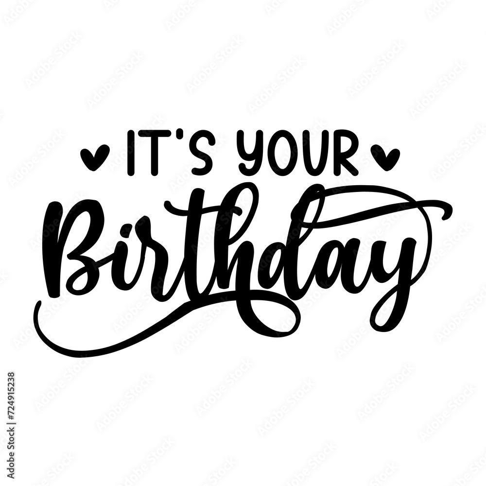 Fototapeta premium Birthday typography design on plain white transparent isolated background for card, shirt, hoodie, sweatshirt, apparel, tag, mug, icon, poster or badge