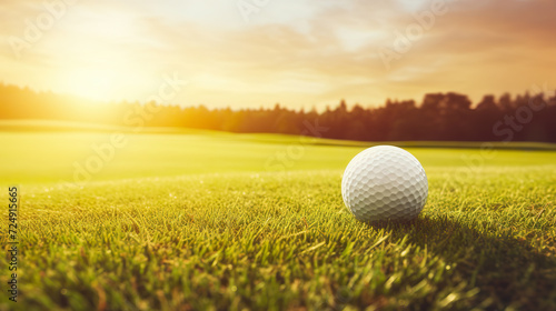 Golf Ball on Course at Sunrise photo