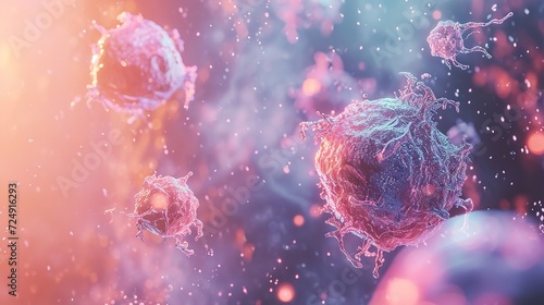 3d rendering of microscopic human and cancer clots