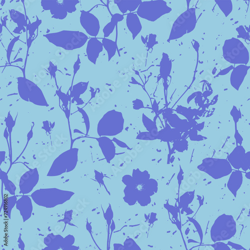 Seamless graphic pattern with hand drawn flowers for surface design and other design projects