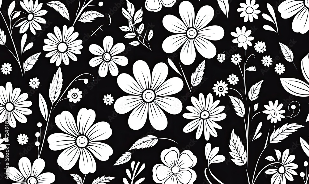 A black and white drawing of flowers A black and white drawing of flowers