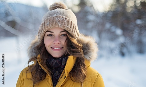 A woman in a winter coat and hat smiles at the camera