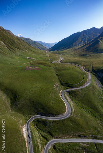 Landscapes of the Georgian Military Road, Georgia, view from above.