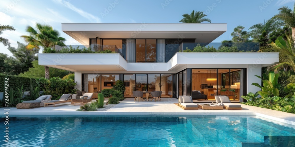 Modern luxury mediterranean home with swimming pool Modern luxury mediterranean home with swimming pool