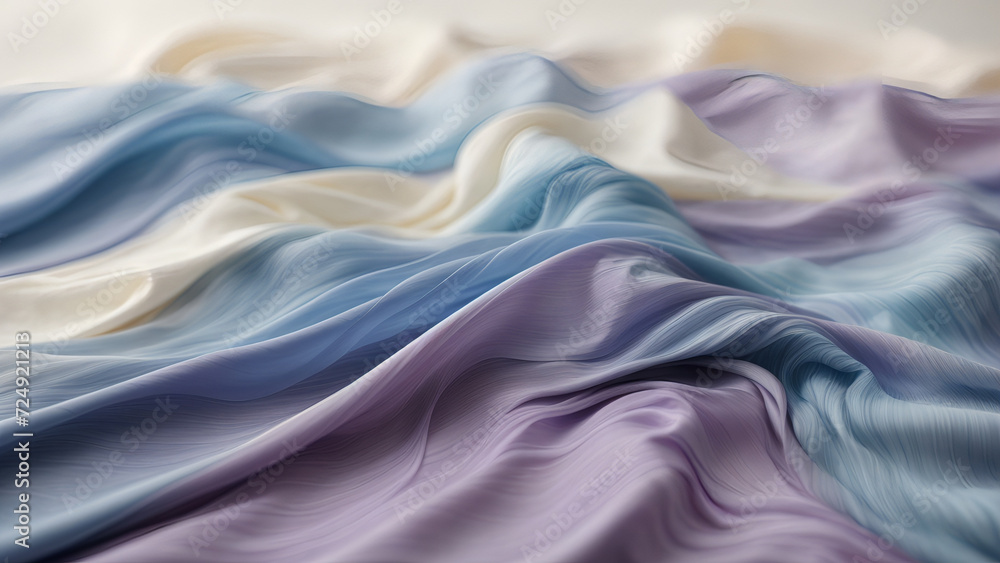 Closeup of Silk Harmony in Shades of Pink and Blue, a Luxurious Tapestry Unveiled
