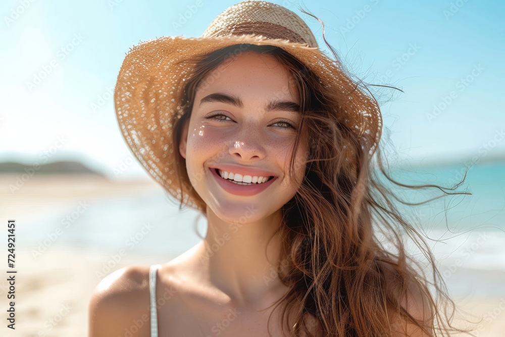Radiant Smile on a Sunny Beach Day