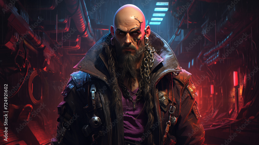 A pirate in cyberpunk style A pirate in cyberpunk style