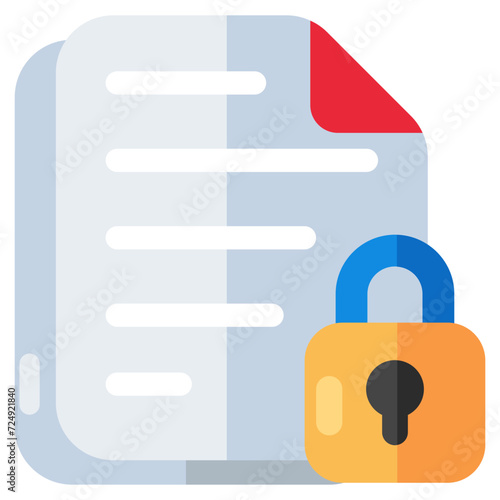 Padlock with paper denoting concept of locked file 