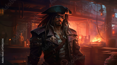 A pirate in cyberpunk style