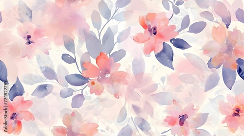 pastels digital paper watercolor florals seamless pattern