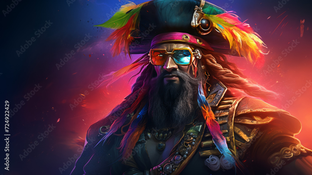 A mighty pirate in rainbow colors, halloween motive A mighty pirate in rainbow colors, halloween motive