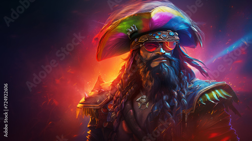 A mighty pirate in rainbow colors, halloween motive 