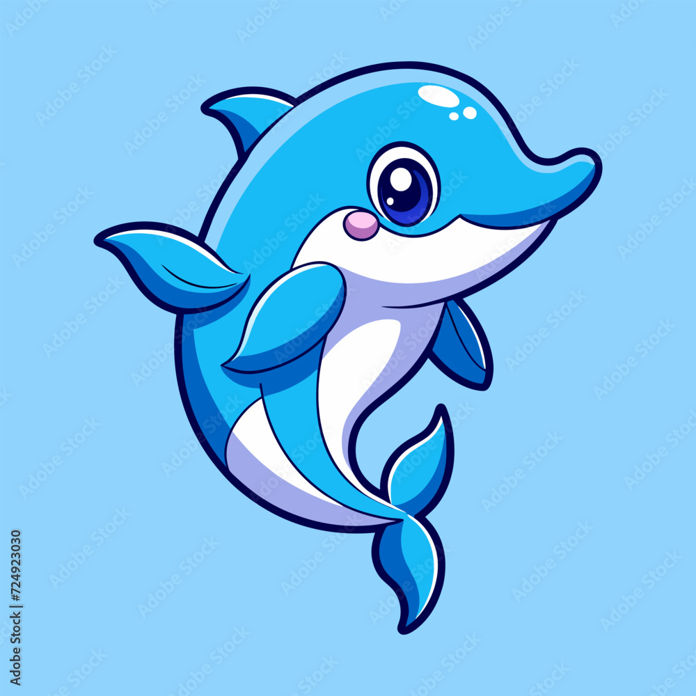 Obraz premium An animated dolphin with a happy expression