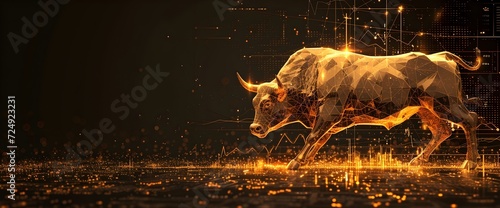 bull with gold metal on a black background