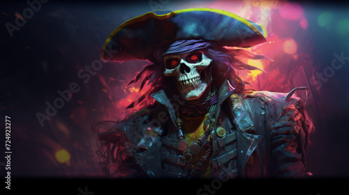 A undead pirate in rainbow colors, halloween motive 