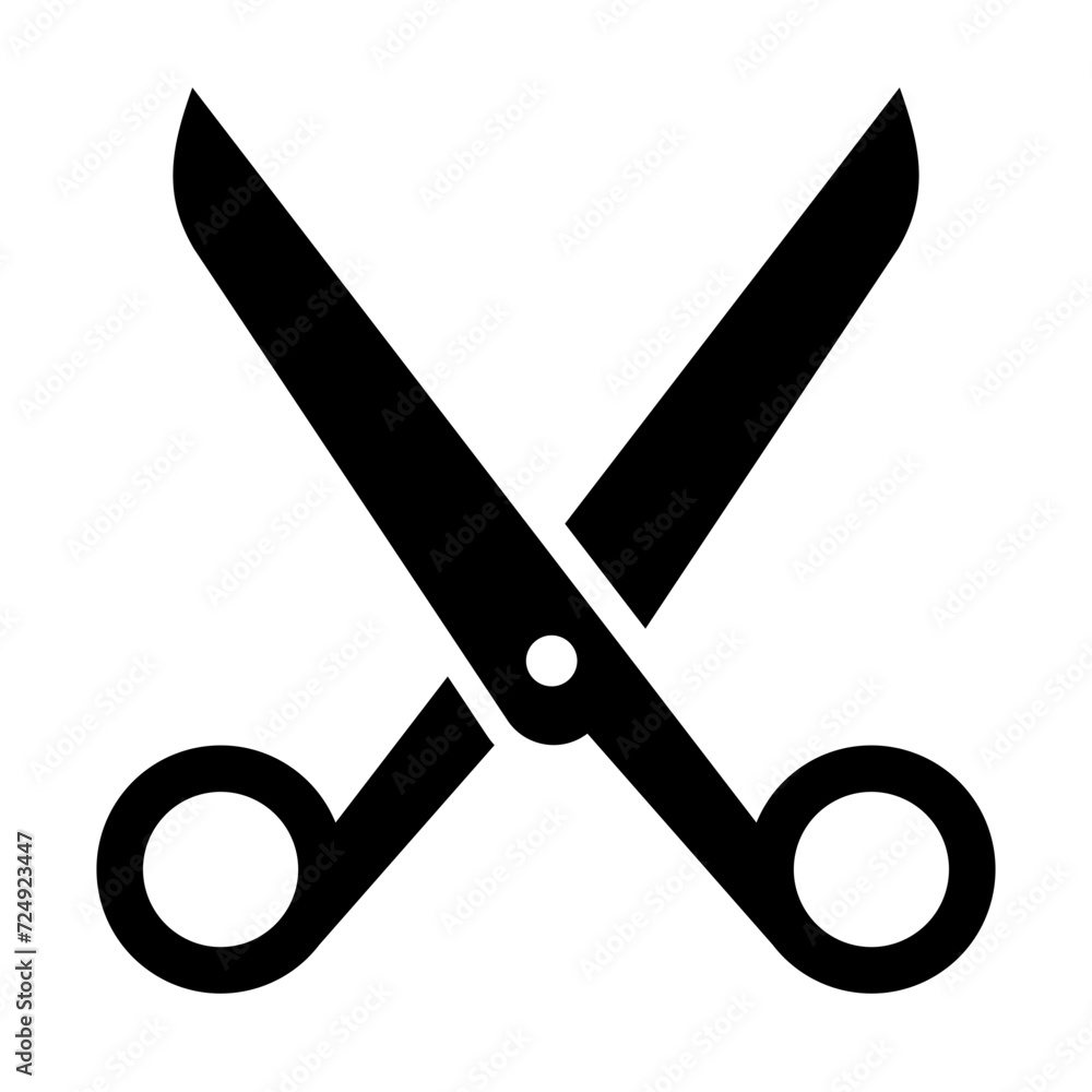 Black scissor icon vector on a white background 10 eps - obrazy, fototapety, plakaty 