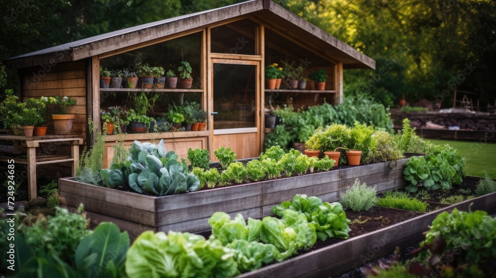 Vegetable garden close to kitchen outdoor, Slow living style
