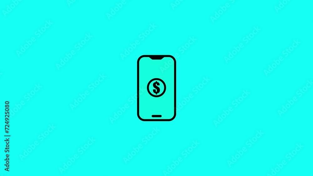 Animated phone with dollar icon concept Animated phone with dollar icon concept