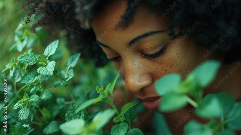 Horizontal portrait of a girl with herb harvest. Horizontal portrait of a girl with herb harvest.