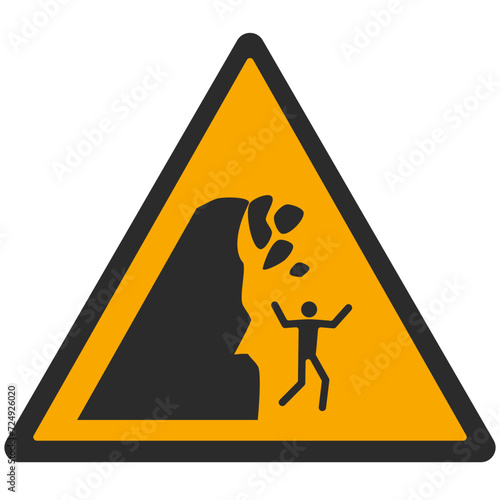 WARNING PICTOGRAM, WARNING; UNSTABLE CLIFF ISO 7010 - W053, SVG