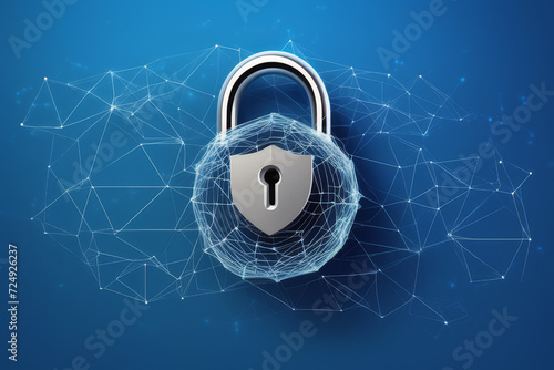 cyber security concept lock symbol, AI generated