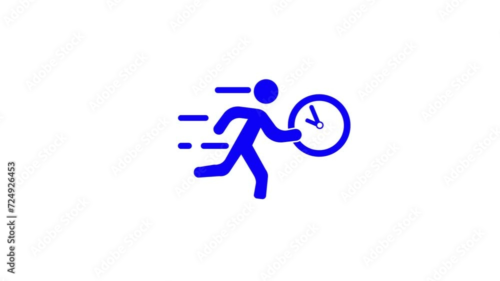 Animated a man running Behind of time concept Animated a man running Behind of time concept