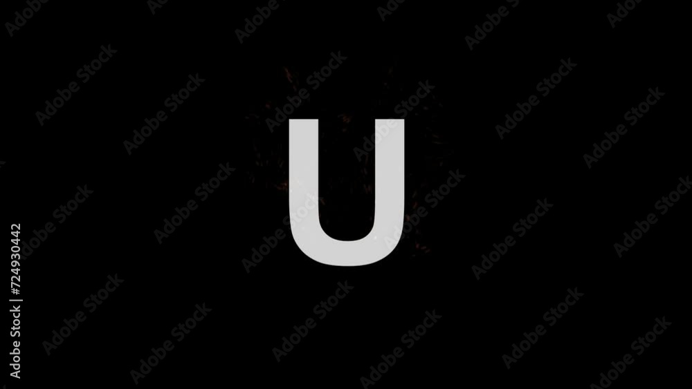 Letter U in blue fire with alpha channel, alphabet with particles Letter U in blue fire with alpha channel, alphabet with particles