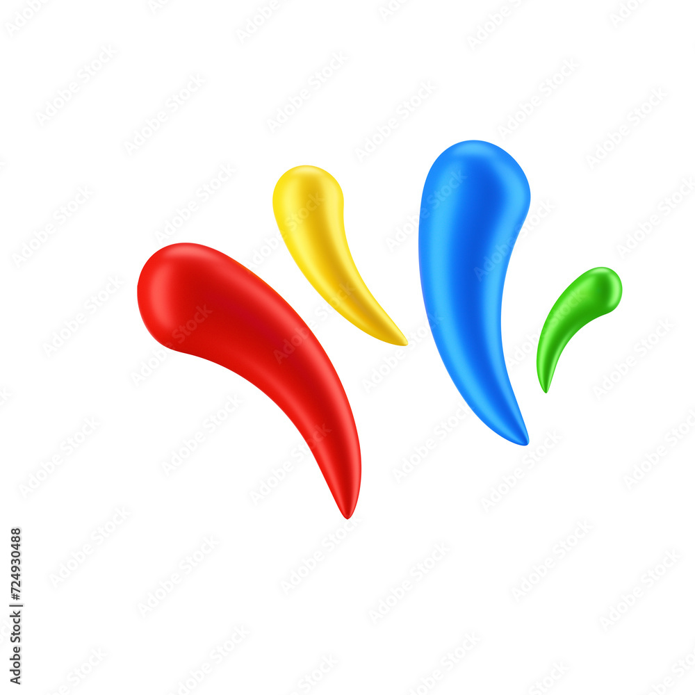 Gotas coloridas elemento 3d de carnaval isolado Gotas coloridas elemento 3d de carnaval isolado